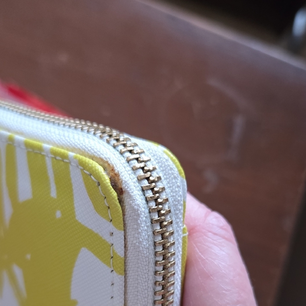 Kate Spade Yellow Leaf Patterned Zip Wallet - Picture 16 of 16